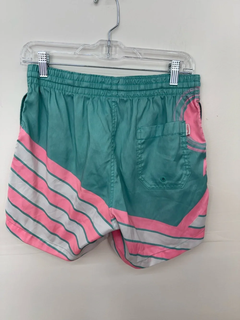 chubbies Teal & Pink Palm-Stripe Swim Trunks G19